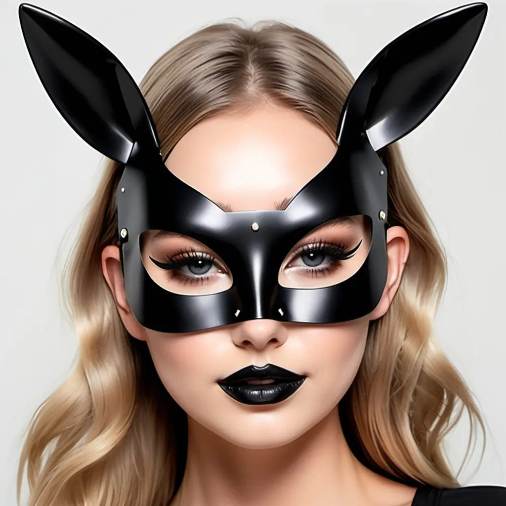 Sneaky Bunny Mask – Luxe Masquerade Rave Fetish Playboy Mascot Sexy Rabbit Cosplay Party Mask For Women (Black)